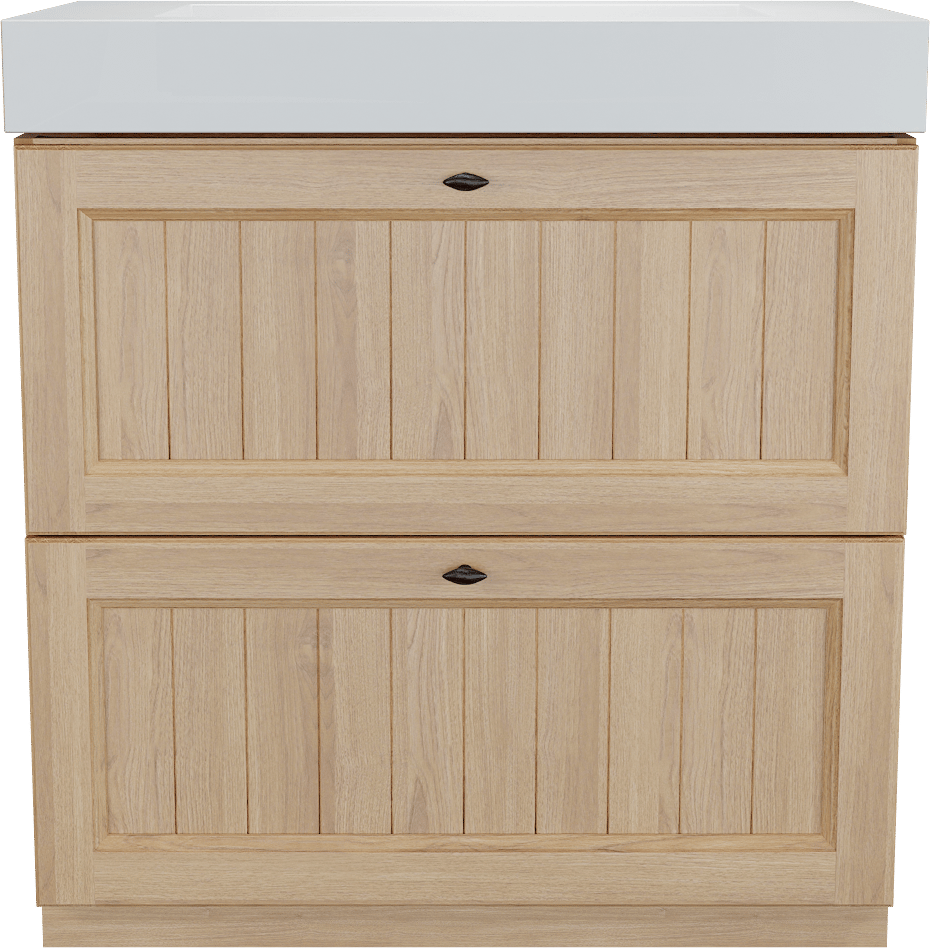 Balmani Lemon staand badmeubel 90 x 55 cm, fineer naturel eiken met Modus enkele wastafel in mat wit