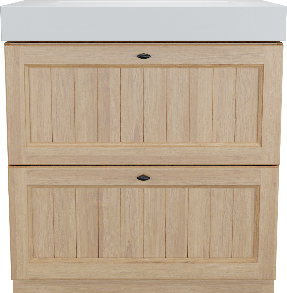 Balmani Lemon staand badkamermeubel 90 x 55 cm, fineer natuur eik met Modus enkele wastafel in mat wit