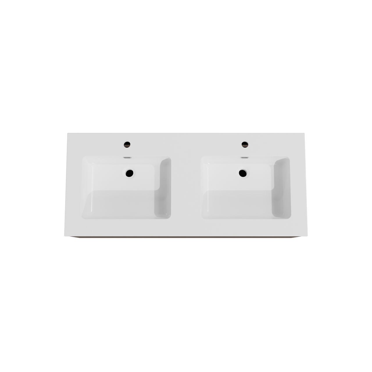 Storke Edge meuble salle de bains suspendu 120 x 52 cm noyer avec Diva double vasque en marbre composite blanc brillant