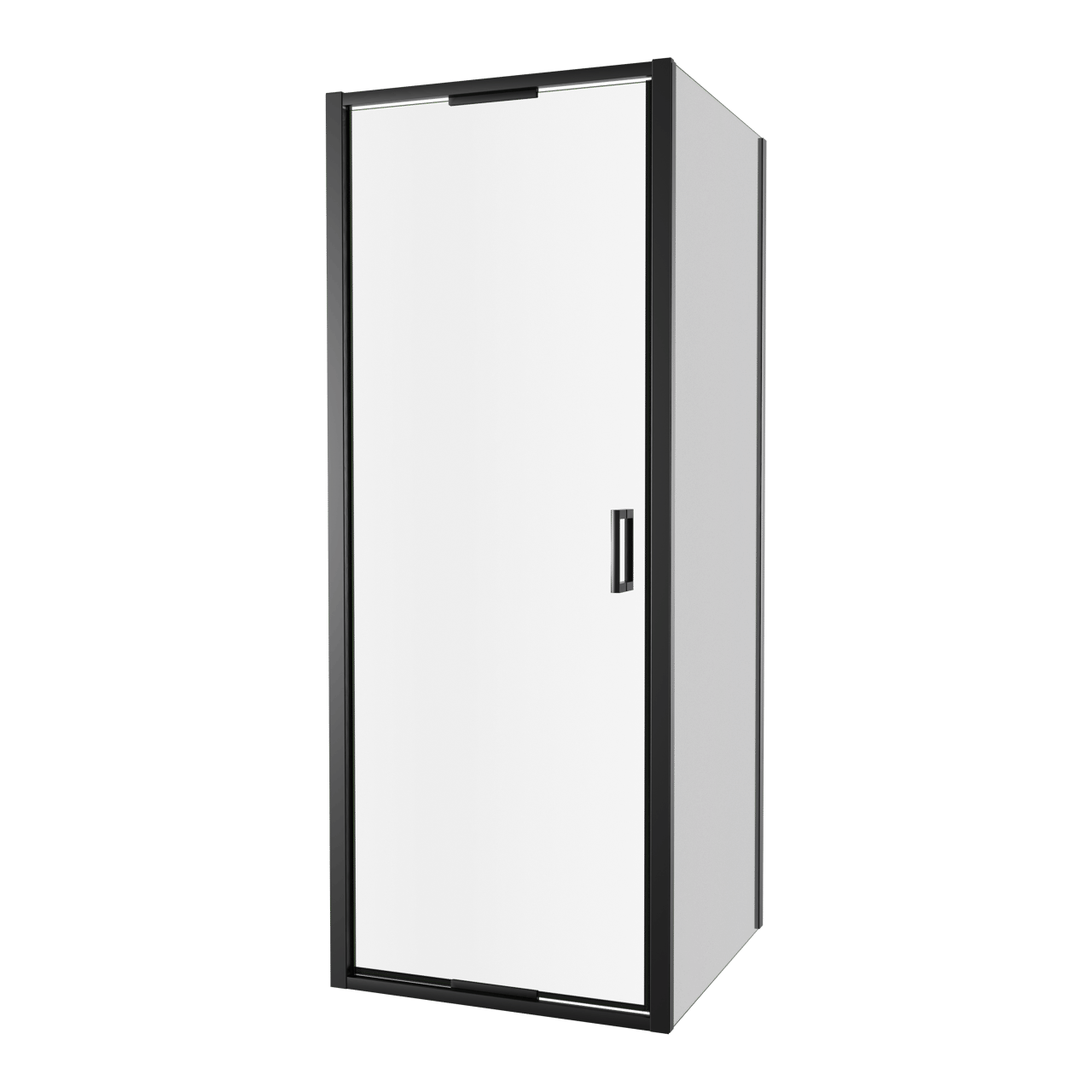Luca Varess Vidor In paroi d'angle avec porte pivotante et paroi latérale fixe 80 x 80 cm verre transparent profil noir mat