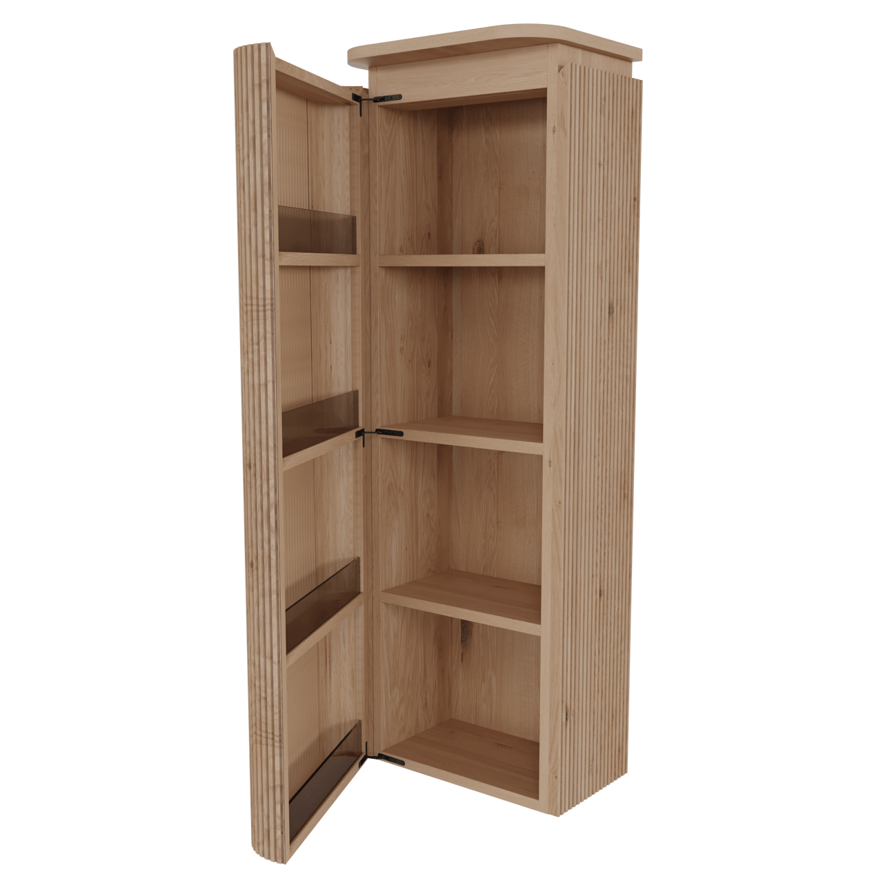 Balmani Moon Badhochschrank: Hängend, Links, Eiche natur, 44 x 32 x 130 cm