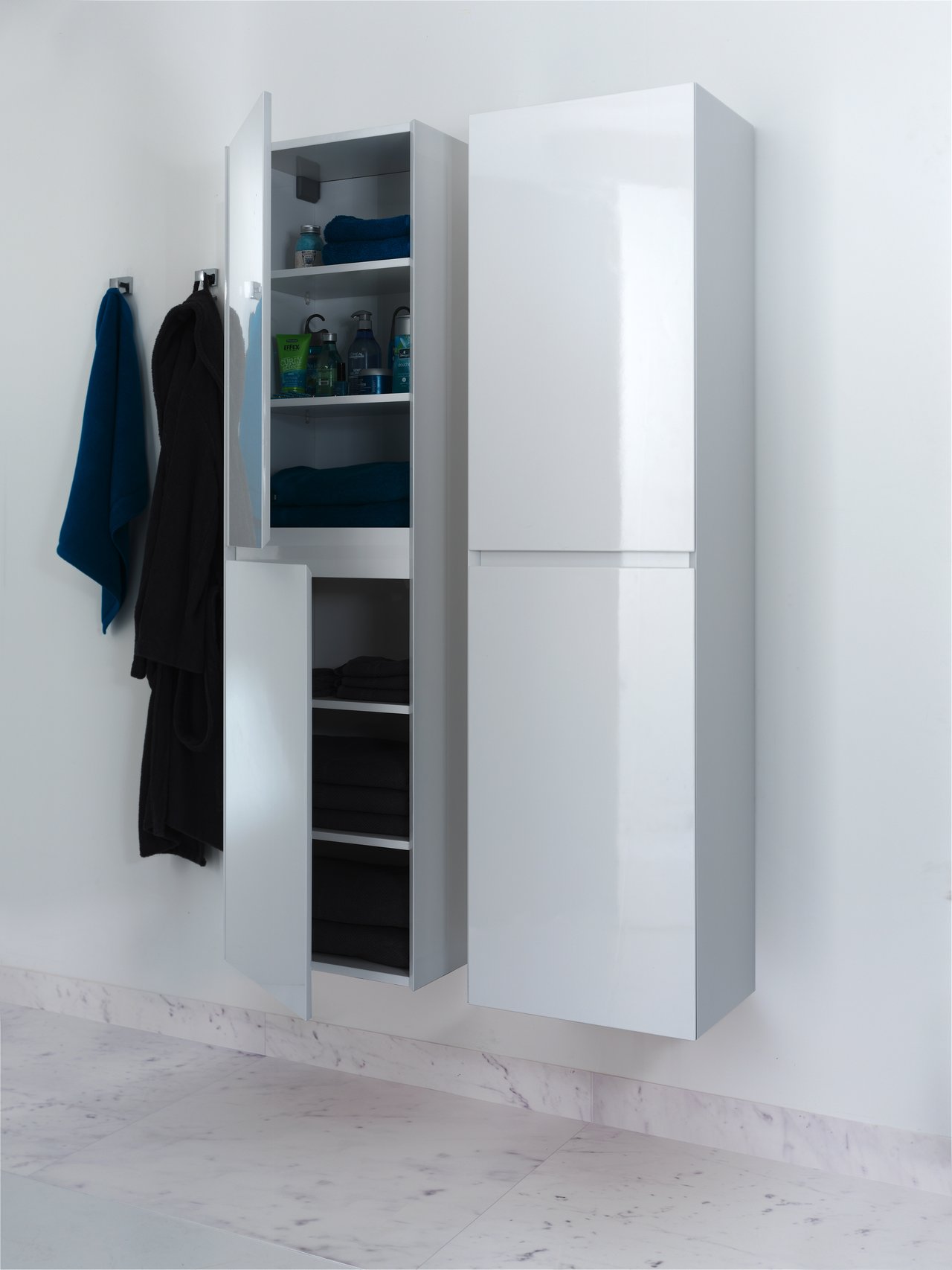 Balmani Mitra/Idra zwevende badkamerkast mat wit 45 x 35 x 169 cm