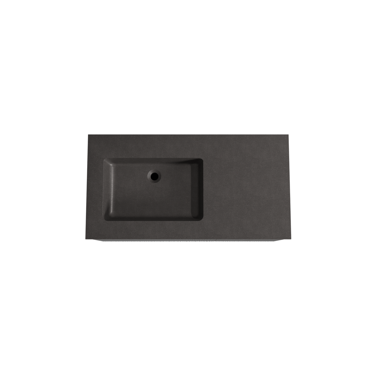 Storke Ribs zwevend badmeubel 100 x 52 cm zwart eiken met Scuro asymmetrisch linkse wastafel in kwarts mat zwart, Verticale asymmetrische rechte ribbel