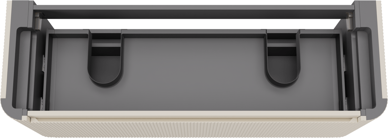 Storke Soft  hängendes möbelstück Waschtischunterschränke 140 x 46 cm Sand matt 2 Schubladen Vert. Sym. Rippe