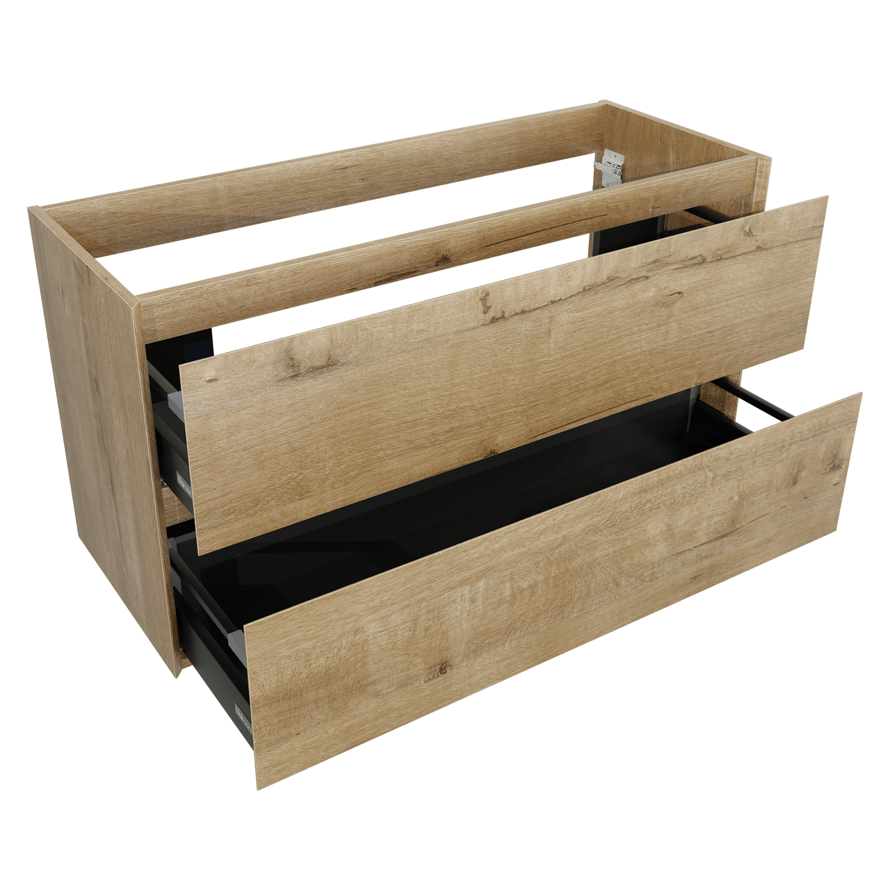 Balmani Mitra Compact hängendes möbelstück Waschtischunterschränke 120 x 46 cm raue eiche 2 Schubladen