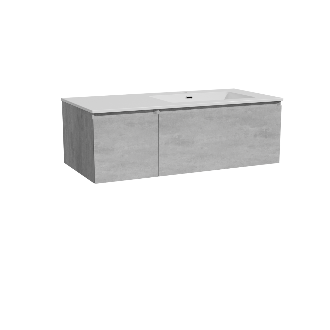 Storke Edge hängendes Möbelstück Set: 110 x 52 cm, Beton dunkelgrau, mit Diva Waschtisch rechts, Marmorkomposit Weiß glänzend