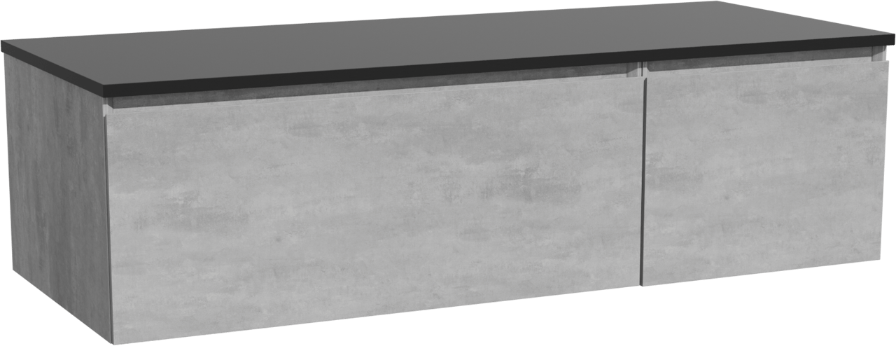 Storke Edge zwevend badkamermeubel 130 x 52 cm beton donkergrijs met Panton enkel of dubbel tablet in gepoedercoate mdf mat zwart