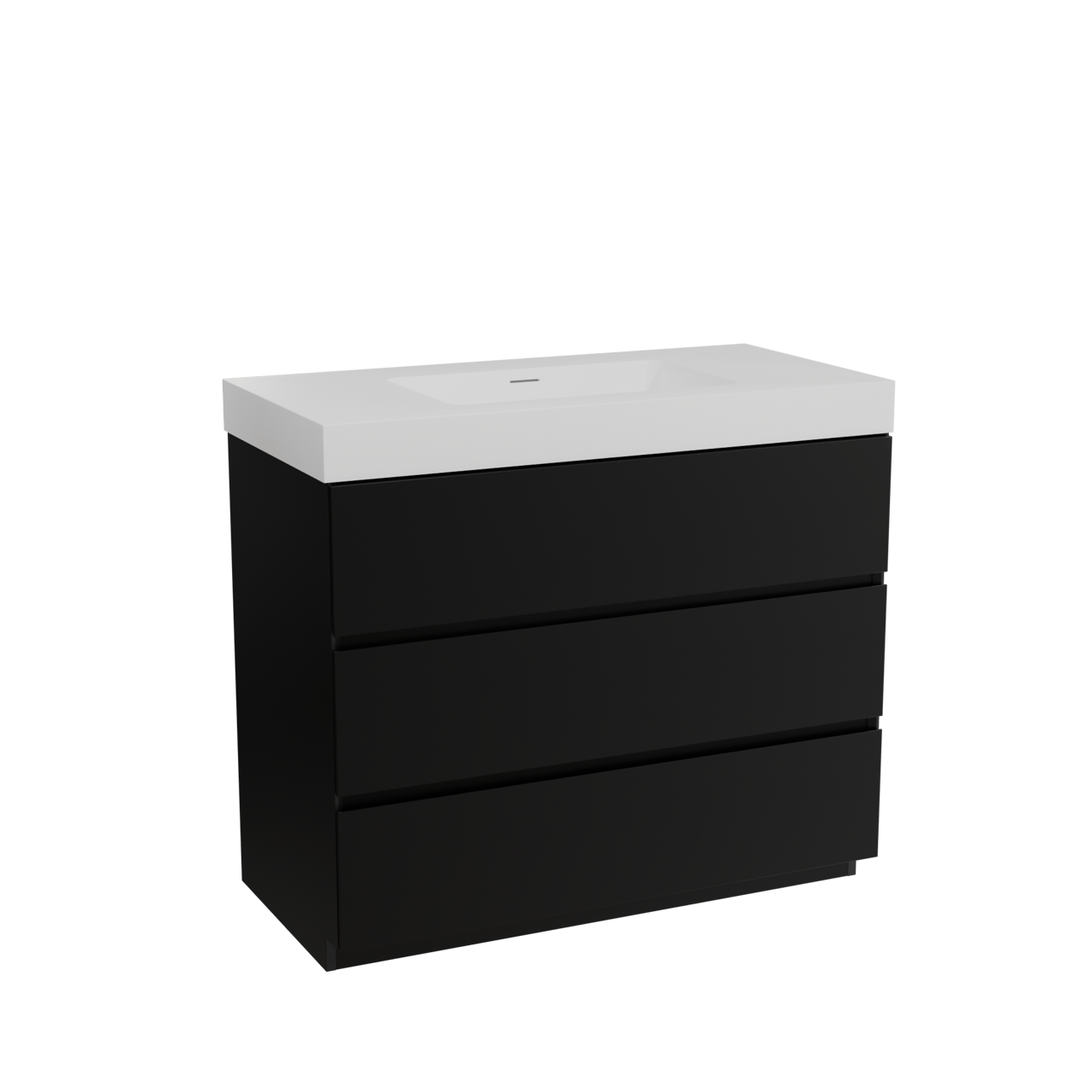 Storke Edge meuble salle de bains à poser 105 x 52 cm noir mat avec Mata High plan simple en solid surface blanc mat