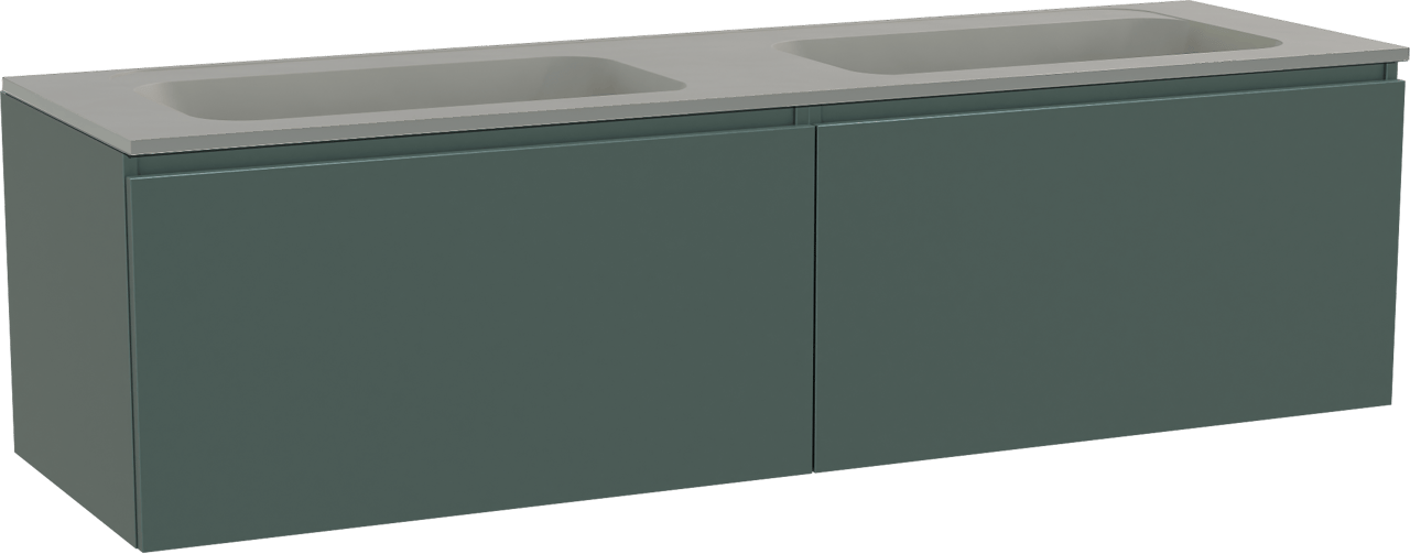 Balmani Sfera meuble salle de bains suspendu 180 x 55 cm forest avec Tablo Strada double vasque en marbre composite soie grise