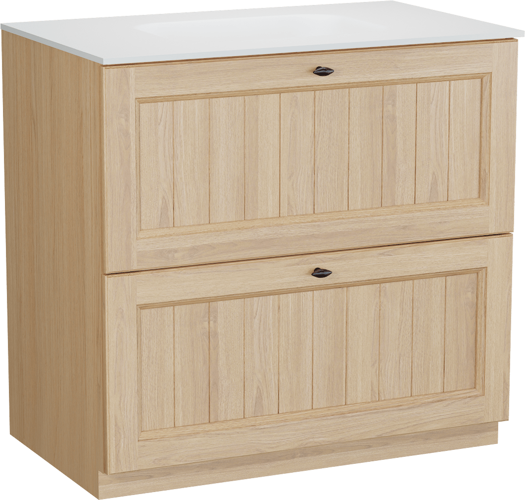Balmani Lemon meuble salle de bains à poser 90 x 55 cm, placage chêne naturel avec Tablo Arcato plan simple en blanc mat