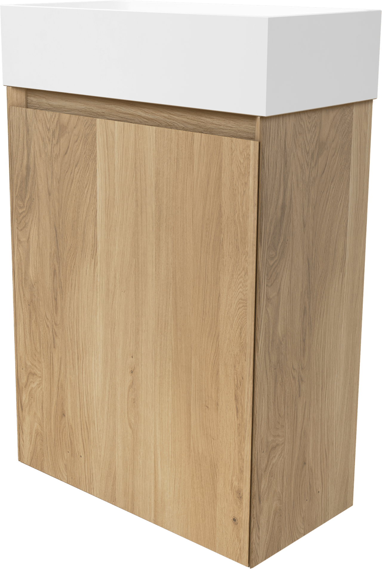 Balmani Mitra zwevend toiletmeubel 42 x 21 cm naturel eiken met Loop wastafel in matte Solid Surface