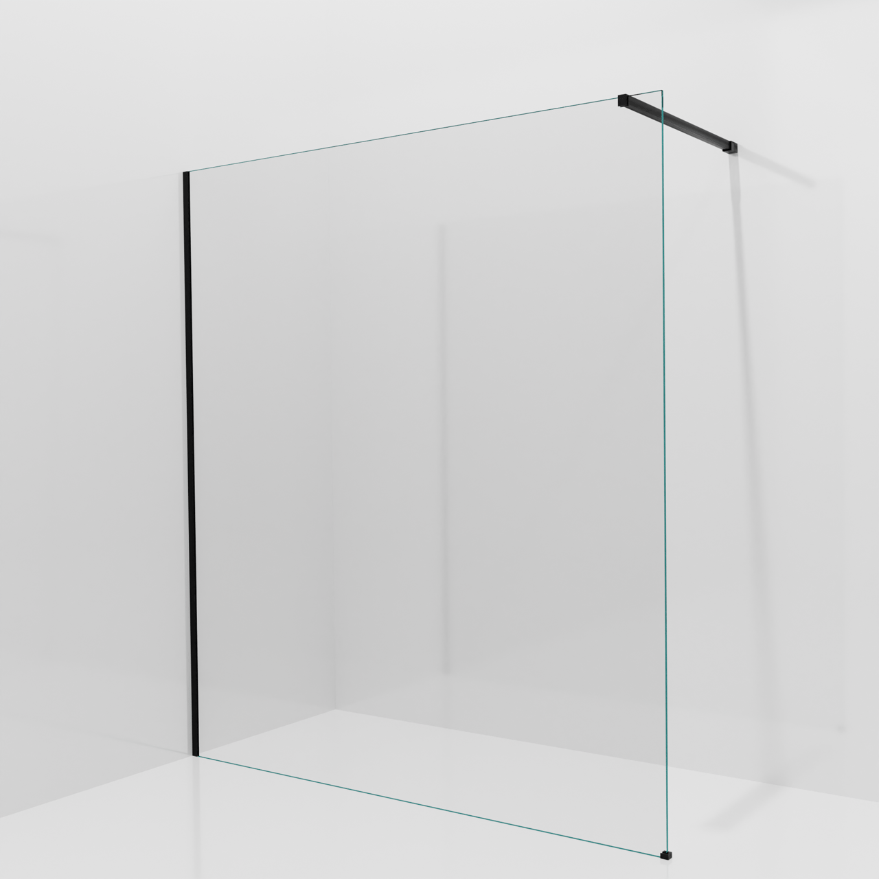 Balmani Modular Walk-In Dusche: 180 x 200 cm, Extra Klarglas, inklusive Coating, Profil Schwarz matt