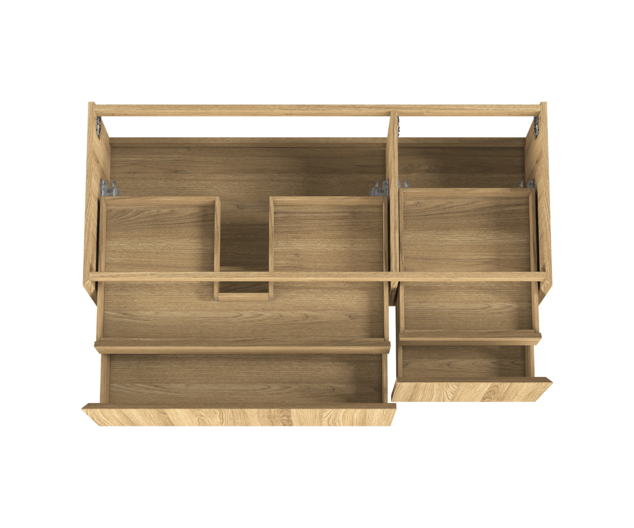 Balmani Idra zwevende wastafelonderkast 135 x 55 cm asymmetrisch links fineer naturel eiken 4 lades