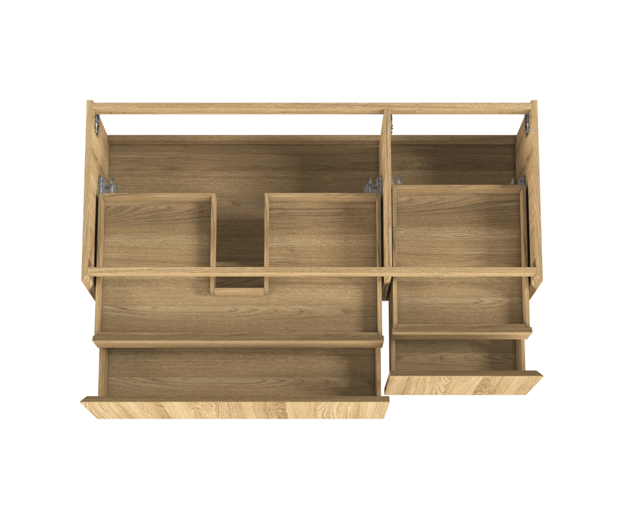 Balmani Idra zwevende wastafelonderkast 135 x 55 cm asymmetrisch links fineer natuur eik 4 lades