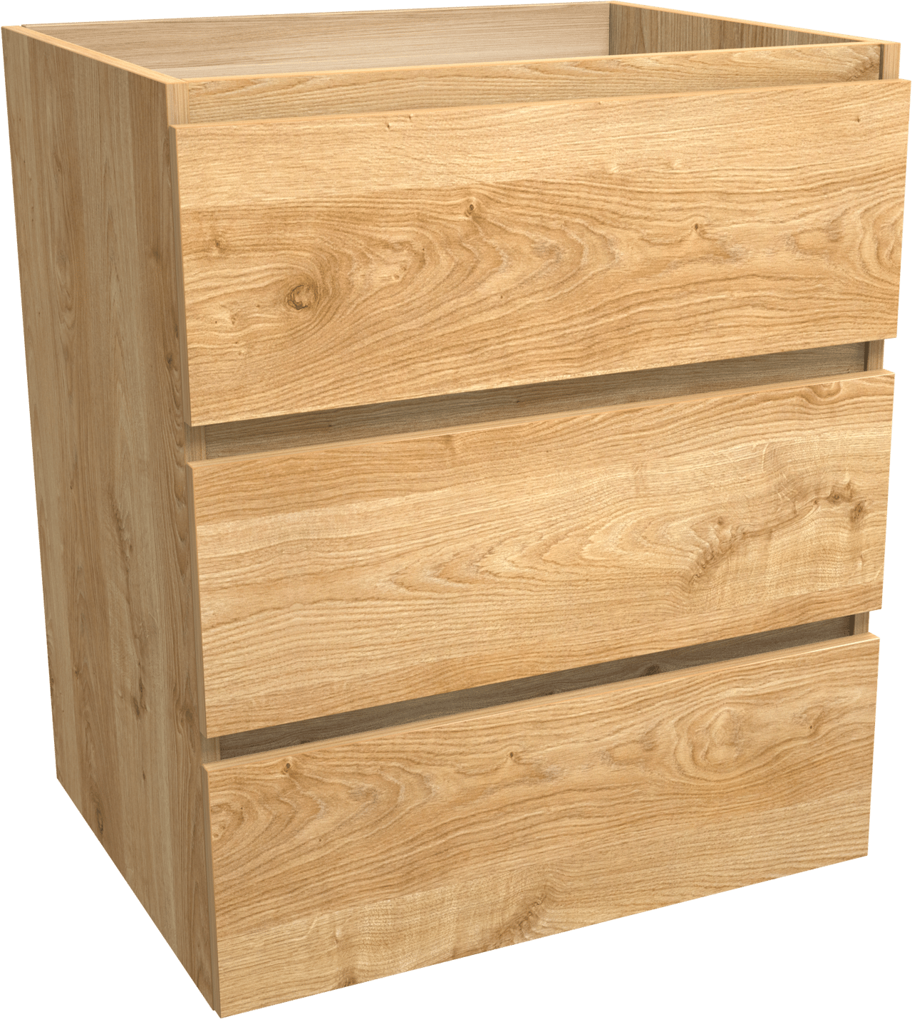 Balmani Lucida stehender Waschbeckenunterschrank: 67,5 x 55 cm, Eiche rustikal, 3 Schubladen