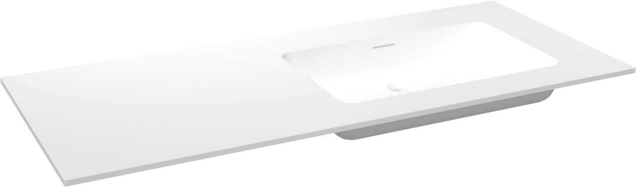 Storke Mata asymmetrisch rechtse wastafel matte solid surface 120 x 52 cm combinatie kast 45 cm