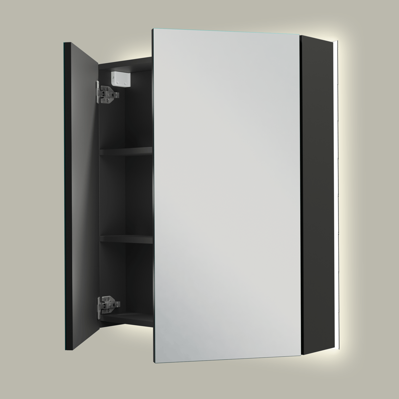 Linie Montro armoire de toilette lumineuse 70 x 75 cm noir mat