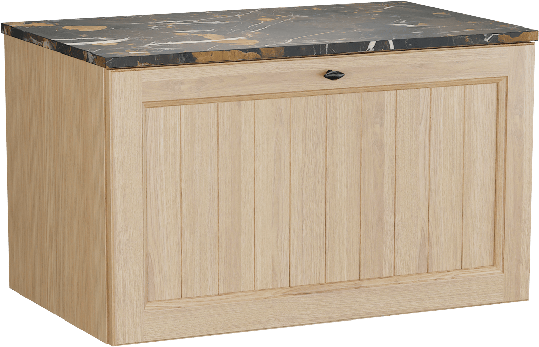 Balmani Lemon meuble salle de bains suspendu 90 x 55 cm, placage chêne naturel avec Stretto tablette simple en portoro gold