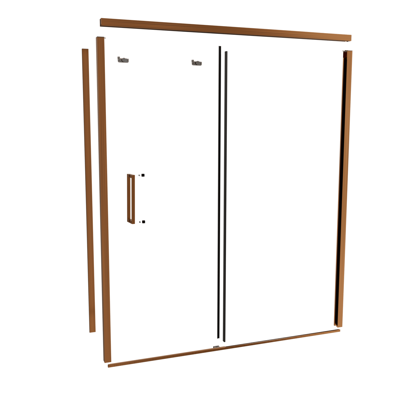 Balmani Senses Design 180 cm rechts douchecabine met schuifdeur profielenset brushed rosegold