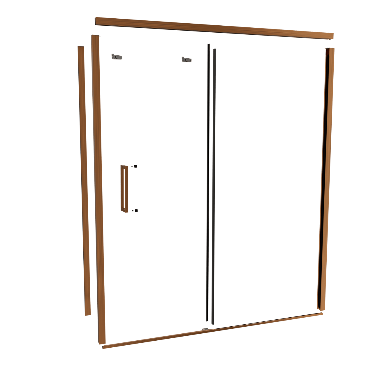 Balmani Senses Design 180 cm rechts douchecabine met schuifdeur profielenset brushed rosegold