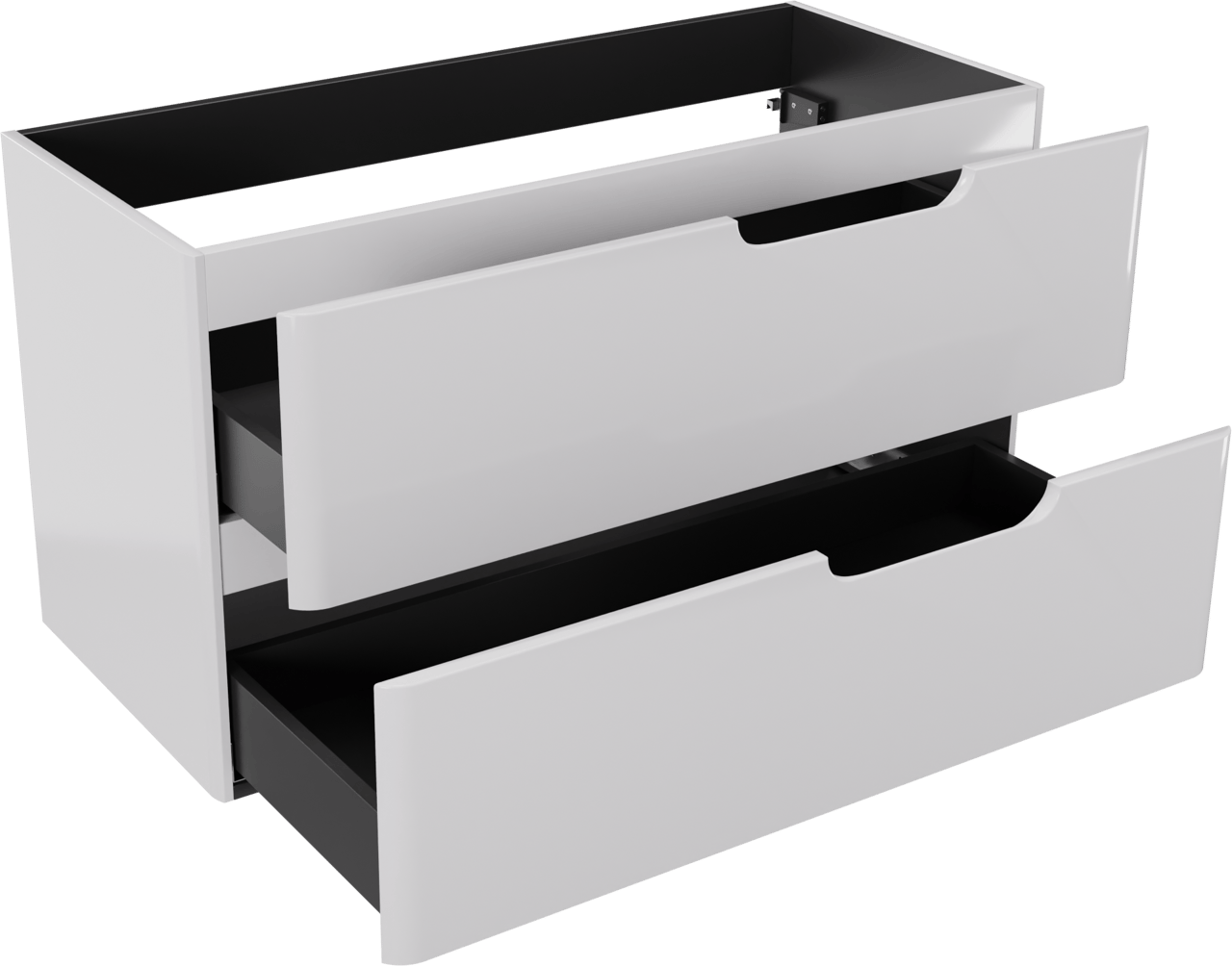 Linie Curvo hängender möbelstück Waschtischunterschränke 100 x 46 cm Weiβ glänzend 2 Schubladen