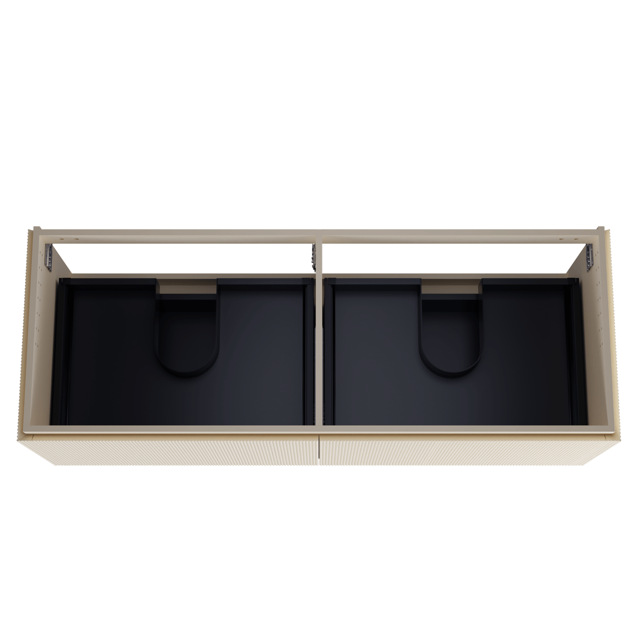 Balmani Eclips hängendes möbelstück Waschtischunterschränke 150 x 55 cm Sandbeige 4 Schubladen Vert. Sym. Rippe