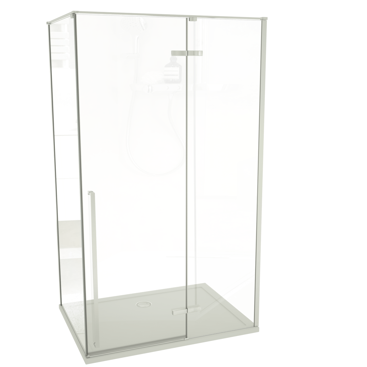 Luca Varess Stilus paroi de douche avec porte pivotante droite et 2 parois latéraux fixes 120 x 90 cm verre transparent profil chrome brillant