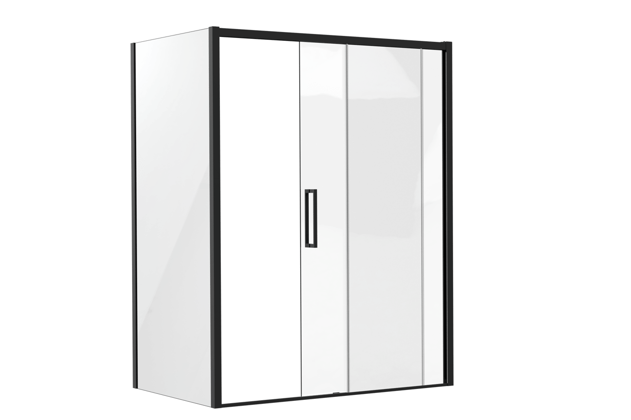 Luca Varess Senses douchehoek met schuifdeur en vaste zijwand 160 x 100 cm helder glas mat zwart profiel