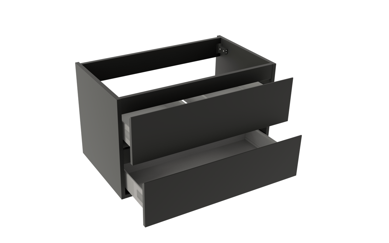 Storke Delta meuble sous-lavabo suspendu 80 x 48 cm noir mat 2 tiroirs