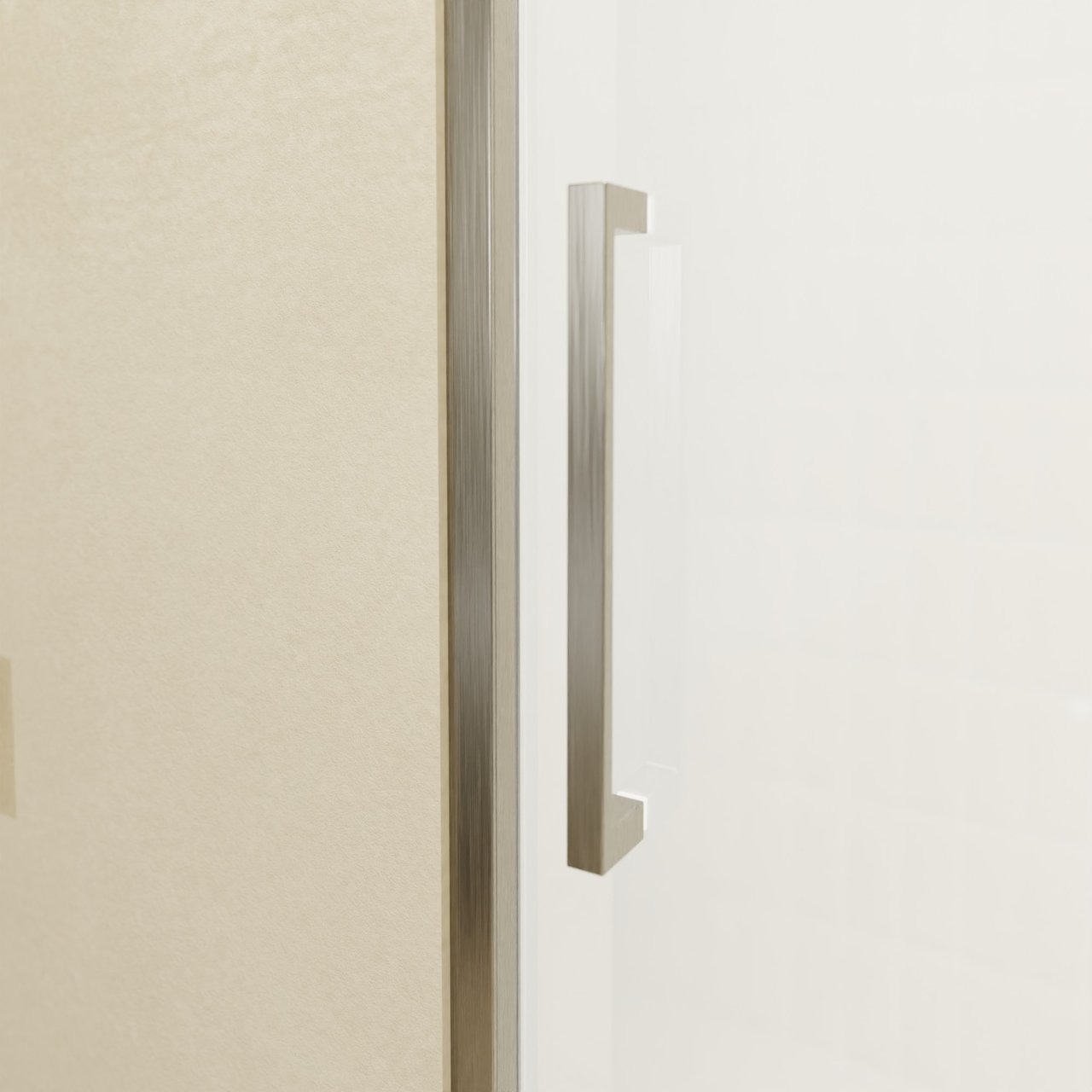 Balmani Senses Design porte coulissante à droite 120 cm x 210 cm verre transparent avec bande matte, Profil Brushed GunMetal