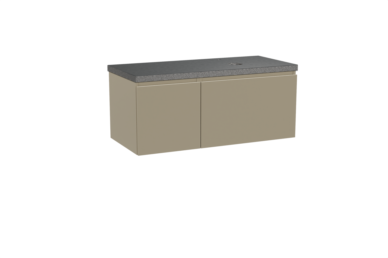 Balmani Sfera zwevend badmeubel 120 x 55 cm dune met Rock asymmetrisch rechtse wastafel in zwart graniet