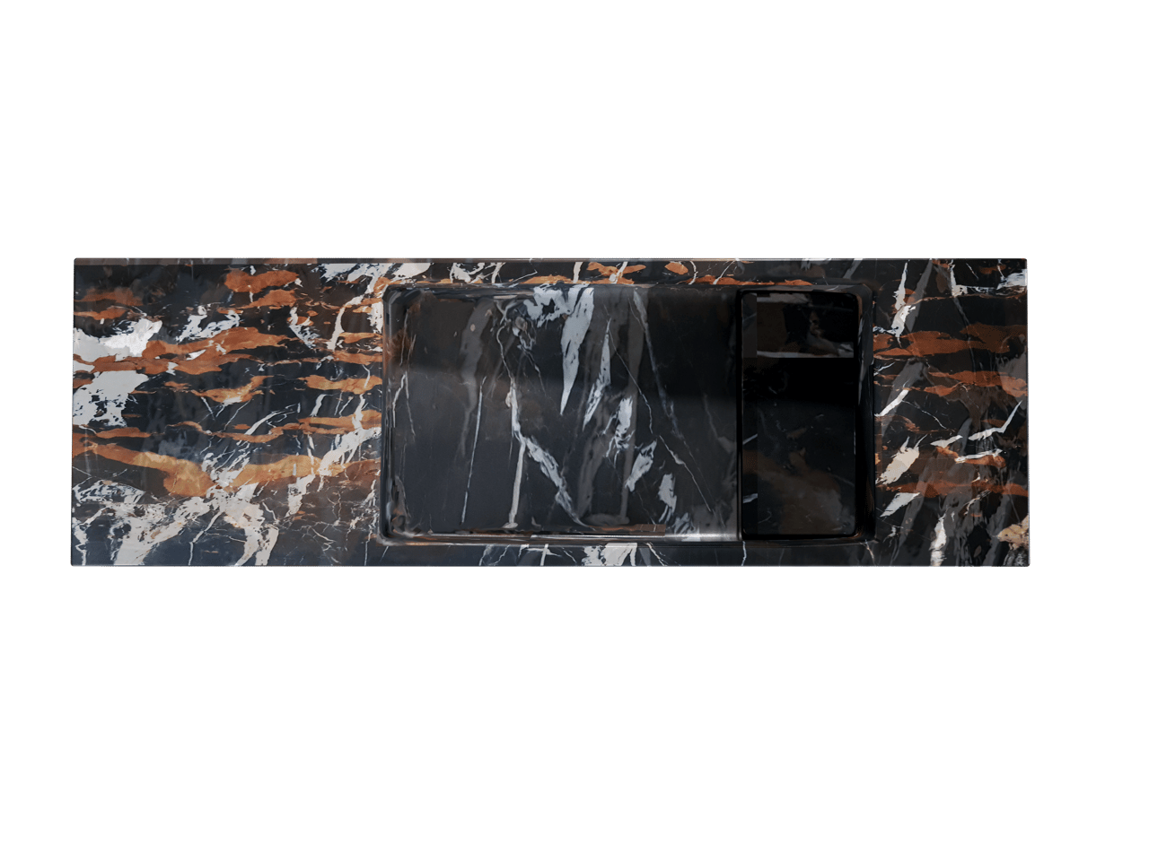 Balmani Mood Handwaschbecken: Portoro Gold Marmor, 65 x 20 cm