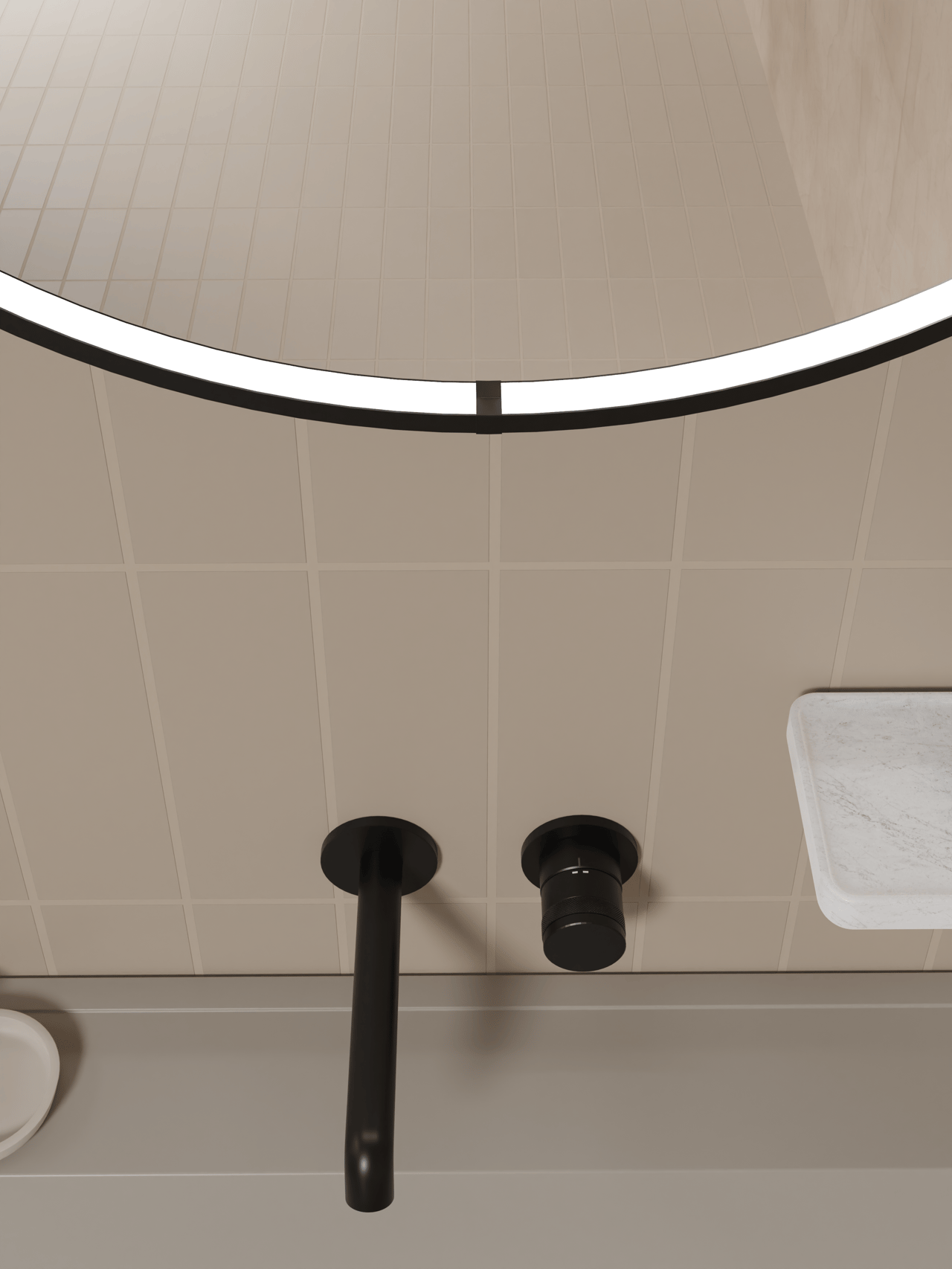 Balmani Secret Black miroir rond noir lumineux et anti-buée Ø 80 cm