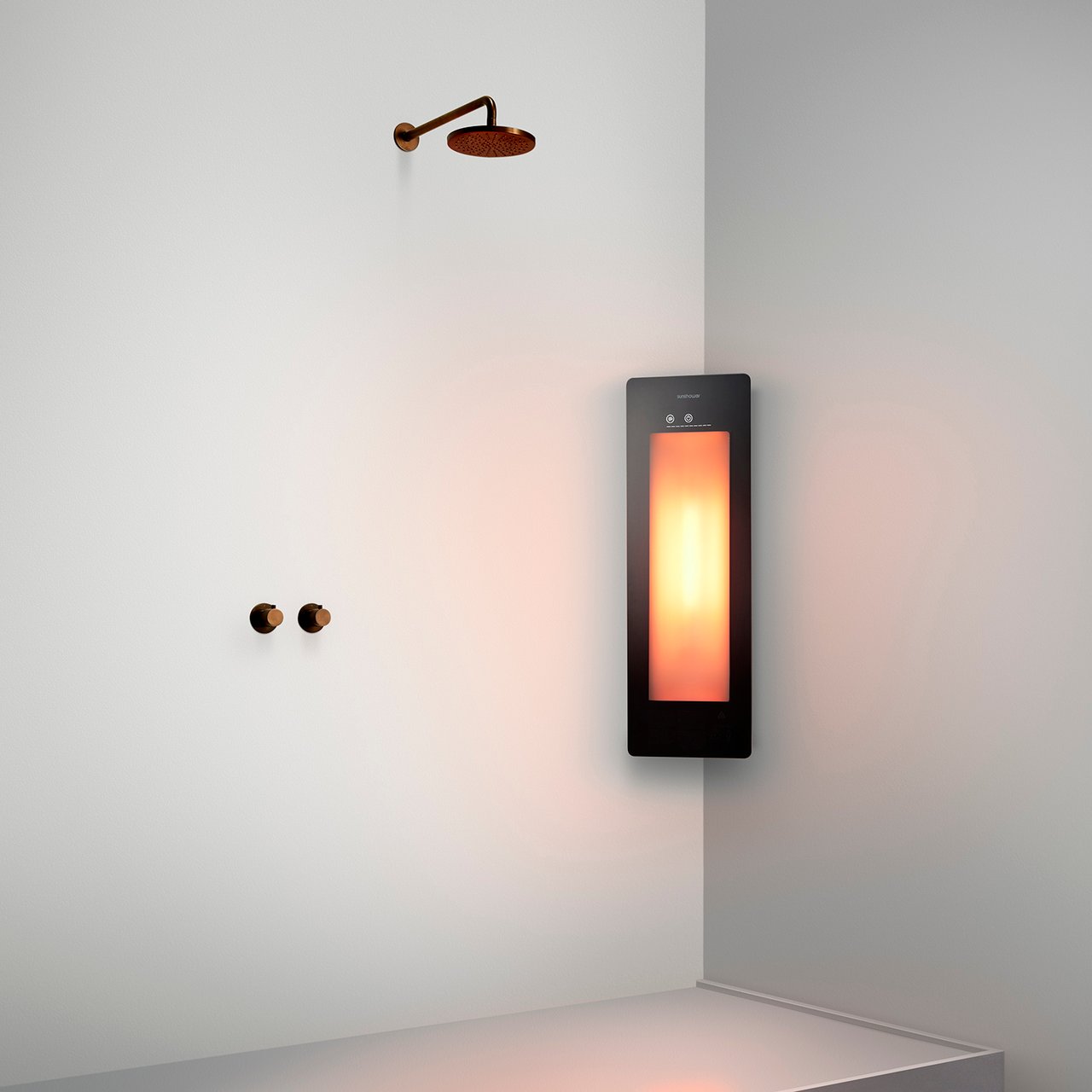 NON DISPONIBLE EN FRANCE - Sunshower Plus S d'angle en saillie en noir avec lumière infrarouge et UV