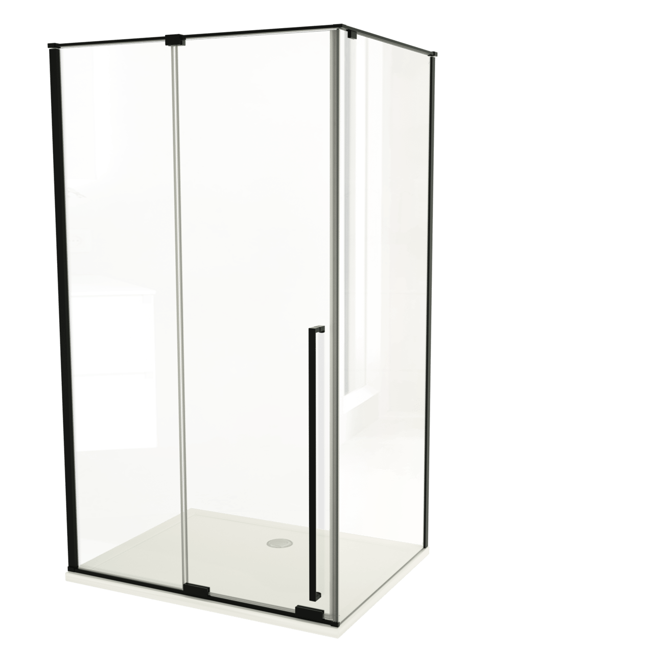 Luca Varess Stilus douchehoek met schuifdeur en vaste zijwand 120 x 90 cm helder glas mat zwart profiel