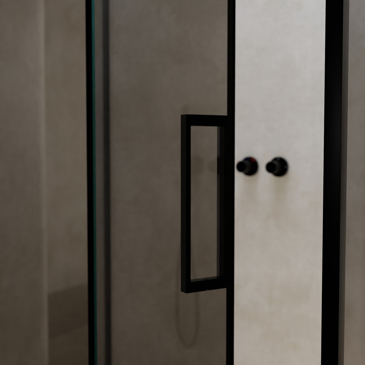 Balmani Senses Design douchehoek met linkse draaideur en vaste zijwand, 120 x 100 cm, Reflex spiegelglas, Zwarte profielen, met coating