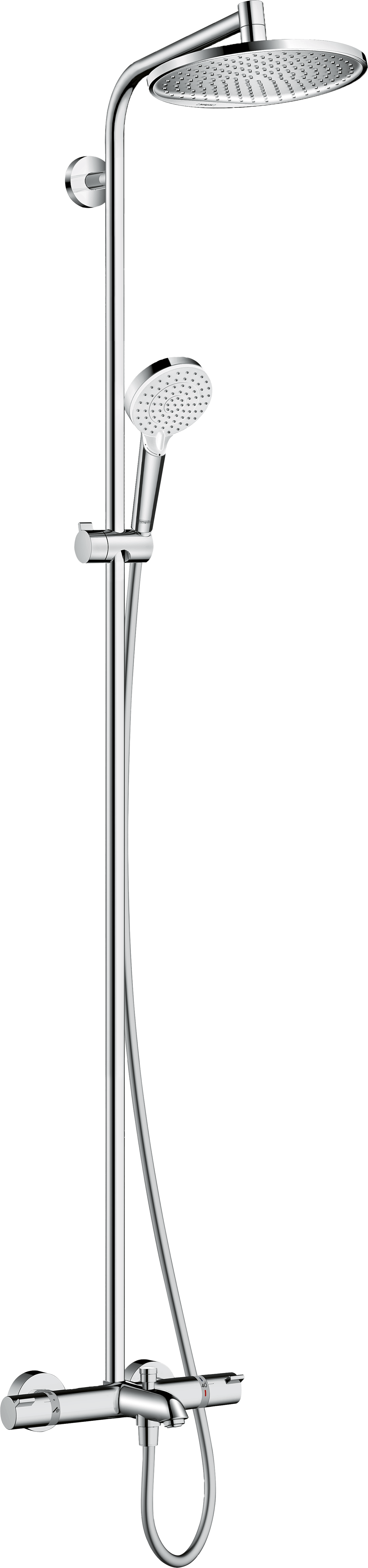 Hansgrohe Crometta S240 colonne de douche de pluie avec robinet de baignoire thermostatique Chrome Brillant