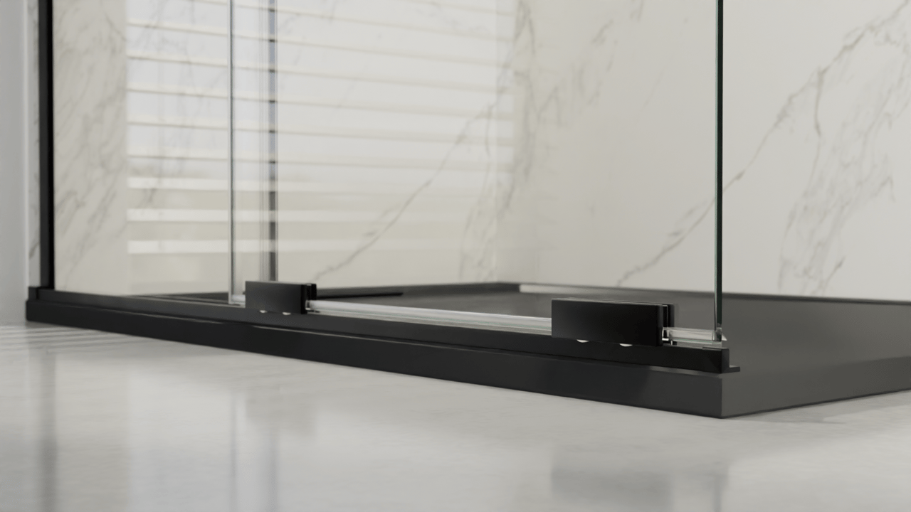 Balmani Move Slide  Walk-In-Dusche mit Schiebetür 140 x 200 cm Klarglas Matt Schwarz Profil