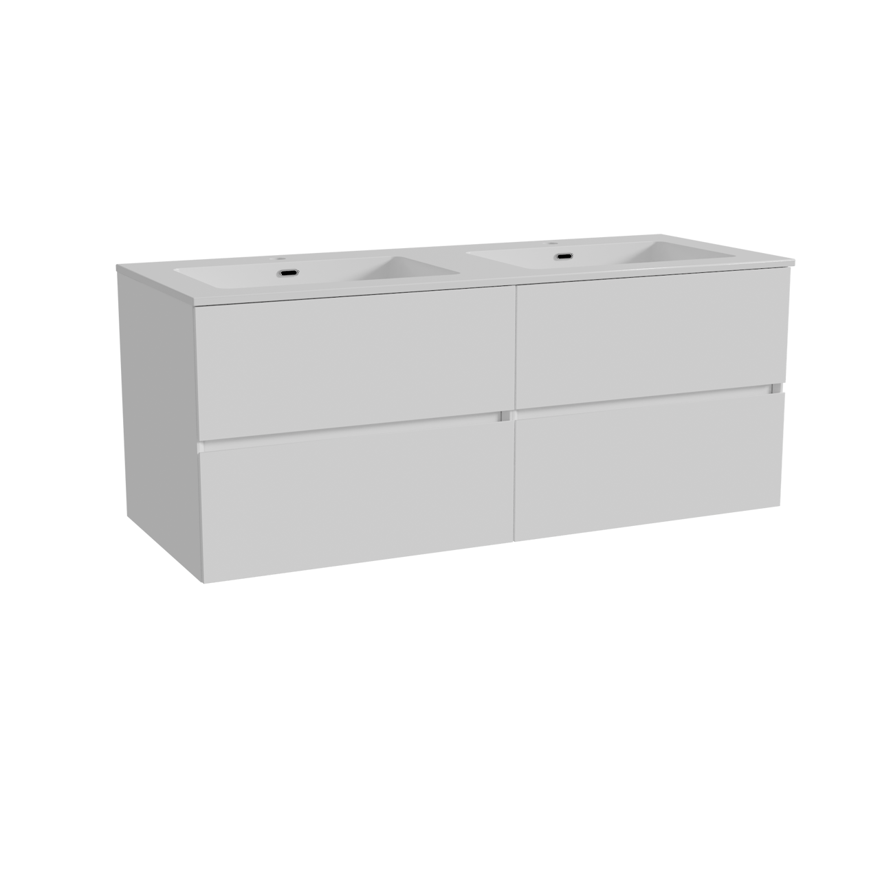 Storke Edge zwevend badmeubel 130 x 52 cm hoogglans wit met Diva dubbele wastafel in composietmarmer hoogglans wit