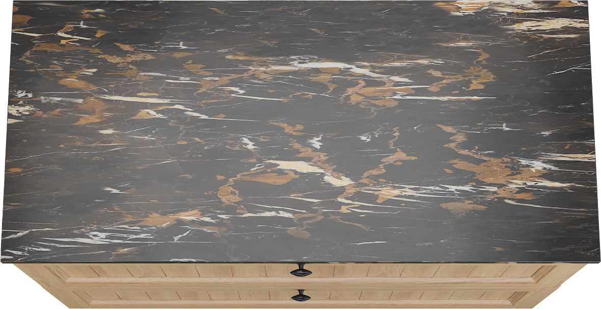 Balmani Lemon staand badkamermeubel 120 x 55 cm, fineer natuur eik met Stretto enkel tablet in portoro gold