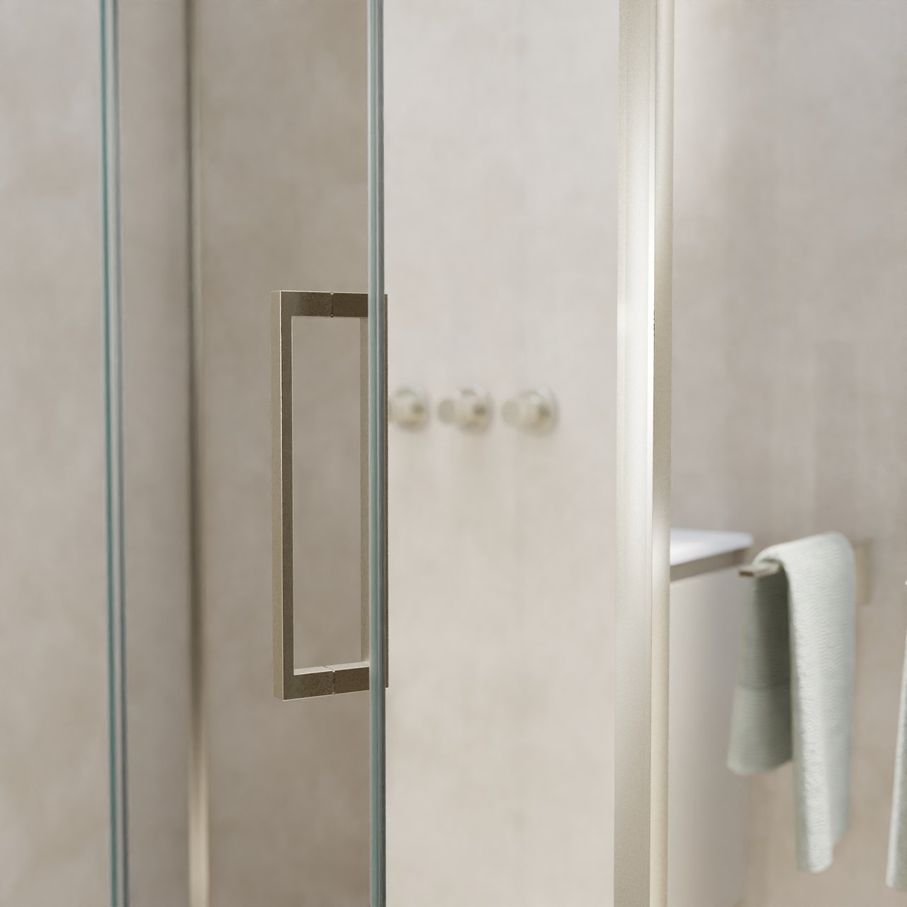 Balmani Senses Design douche en coin avec porte pivotante à gauche et paroi latérale fixe, 140 x 70 cm, Verre transparent, Profil Brushed CoolMetal, coating inclus, coating inclus