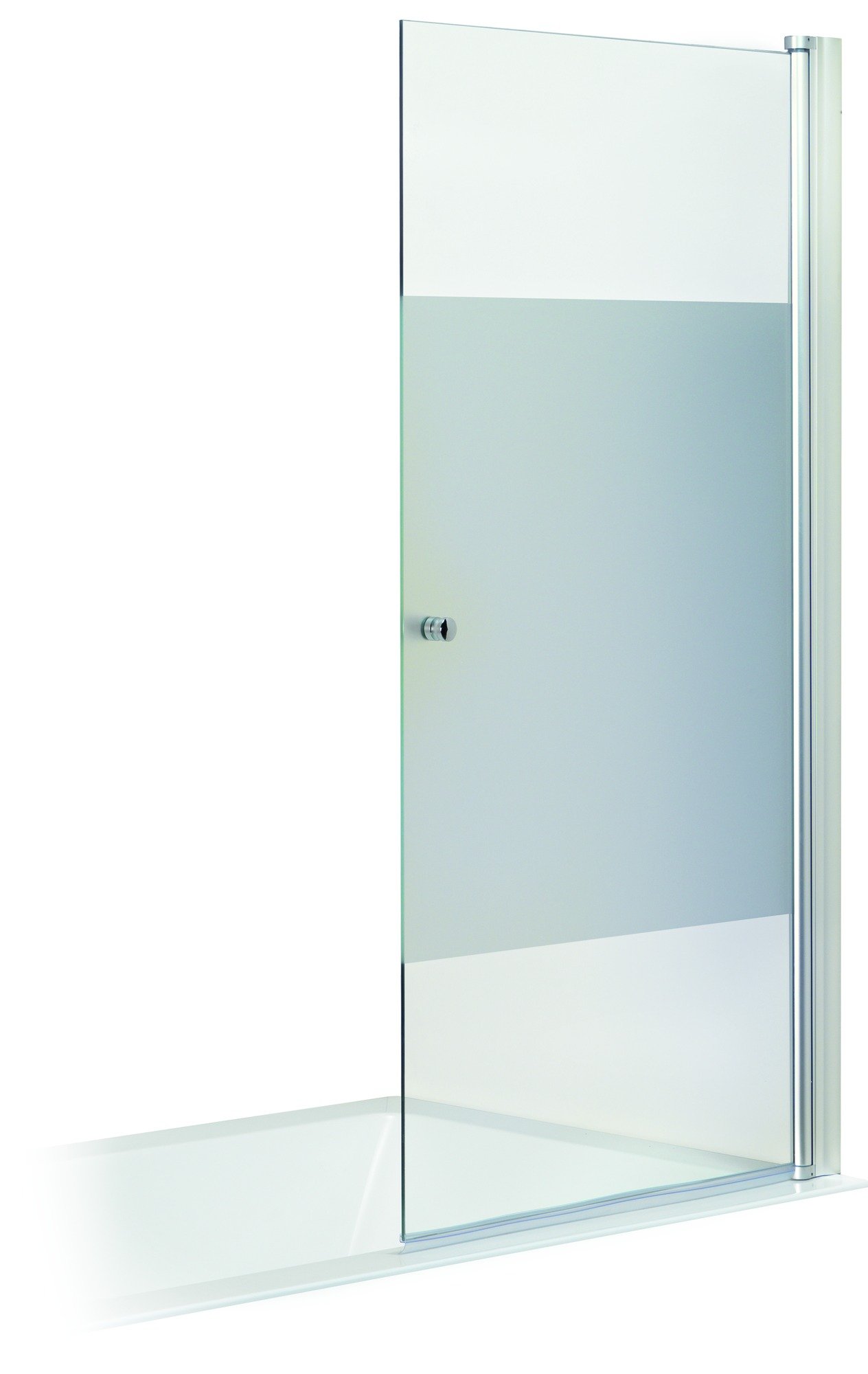 Luca Varess Cyrus pare-baignoire simple 85 cm verre transparent avec bande matte profil chrome