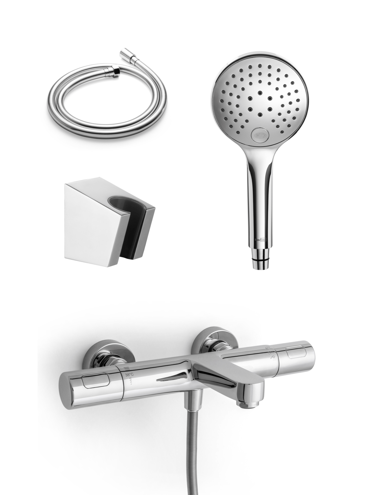 Blaufoss Apollo robinet baignoire robinet thermostatique montage mural extérieur chrome brillant