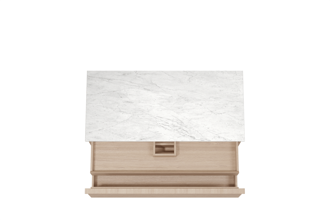 Balmani Forma meuble salle de bains suspendu 120 x 55 cm chêne naturel avec Stretto tablette simple ou double en marbre carrara, Nervure droite symétrique horizontale
