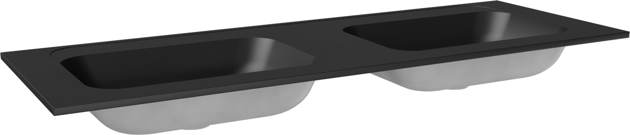 Balmani Tablo Strada double vasque top solid noire matte 150 x 55 cm