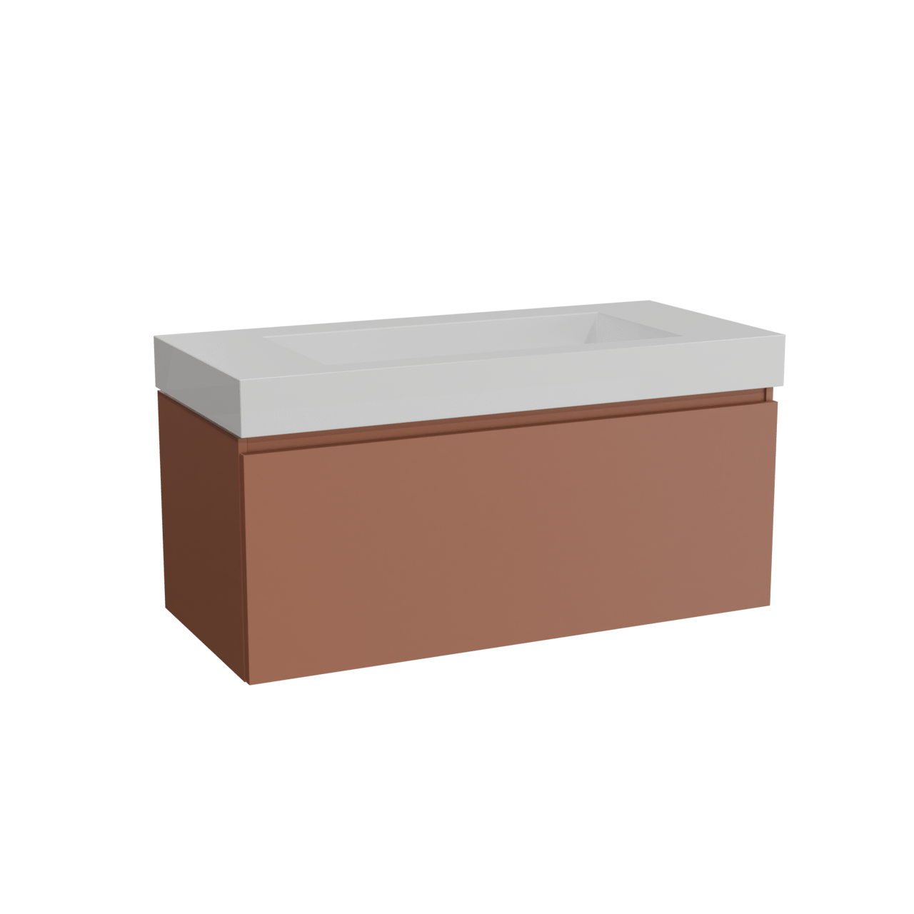 Balmani Sfera zwevend badkamermeubel 120 x 55 cm cotto met Modus enkele wastafel voor 2 kraangaten in solid surface mat wit