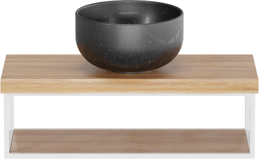 Balmani Life Edge Mini Handwaschbecken, 55 x 22,50 cm, Teak mit Bowl in Geschliffener Granit