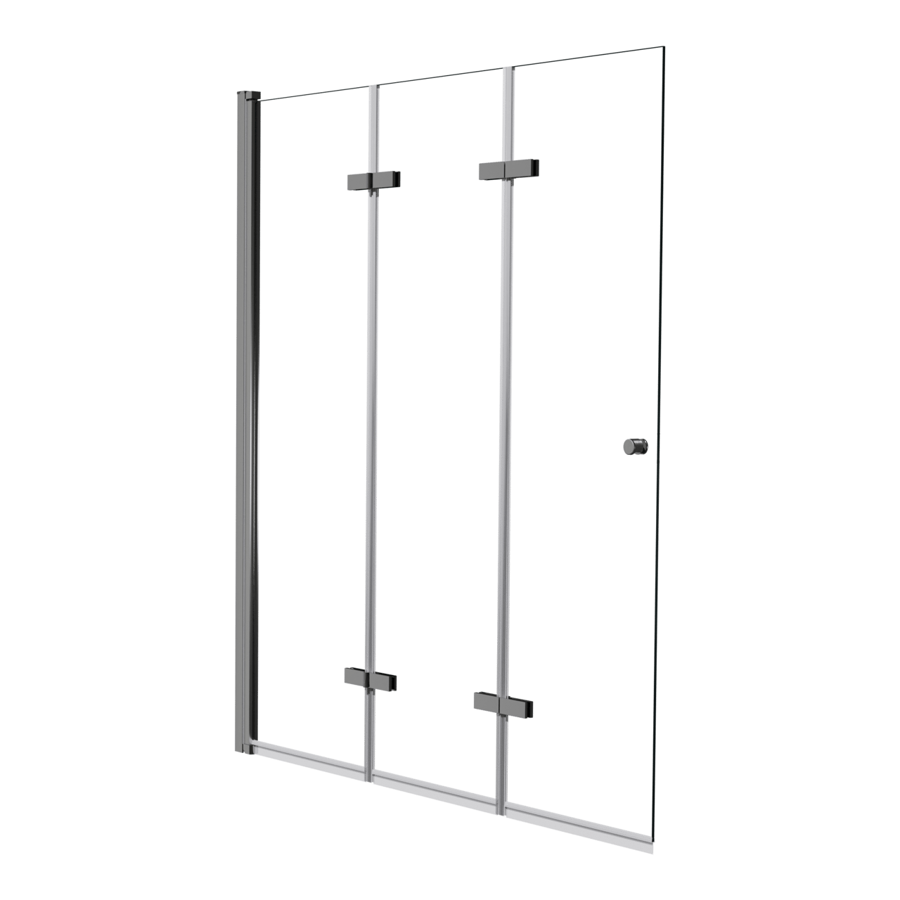 Luca Varess Kuresa driedelige opvouwbare badwand 140 cm helder glas glanzend chroom profiel