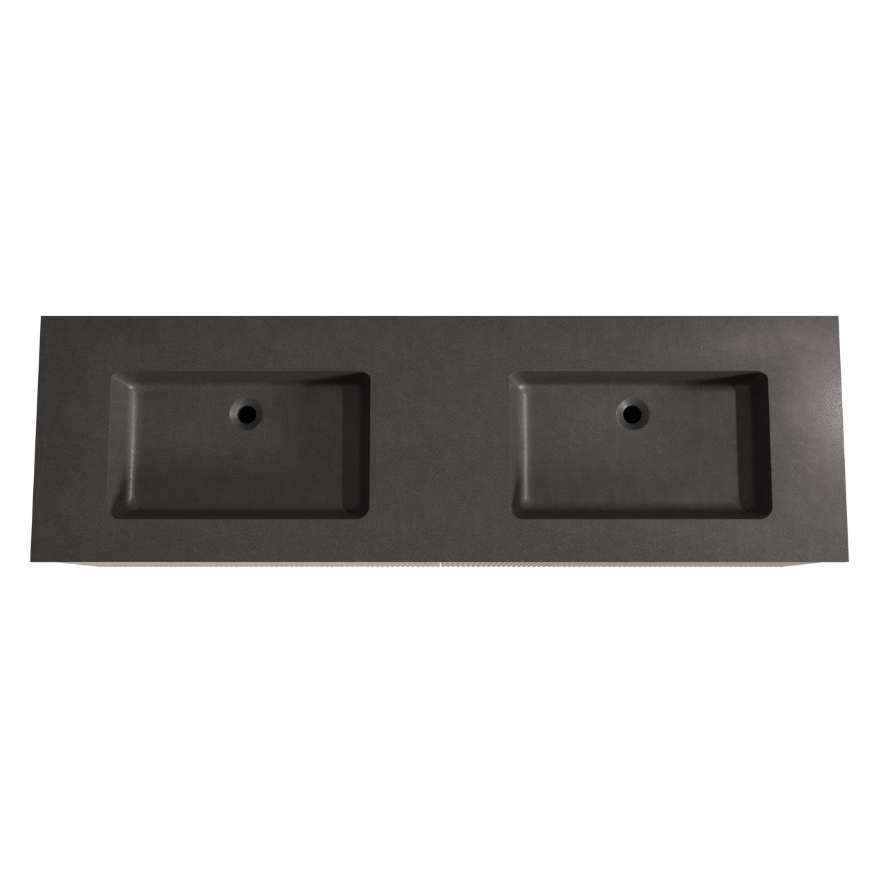 Storke Ribs meuble salle de bains suspendu 170 x 52 cm chêne brut avec Scuro double vasque en quartz noir mat, Nervure droite symétrique verticale