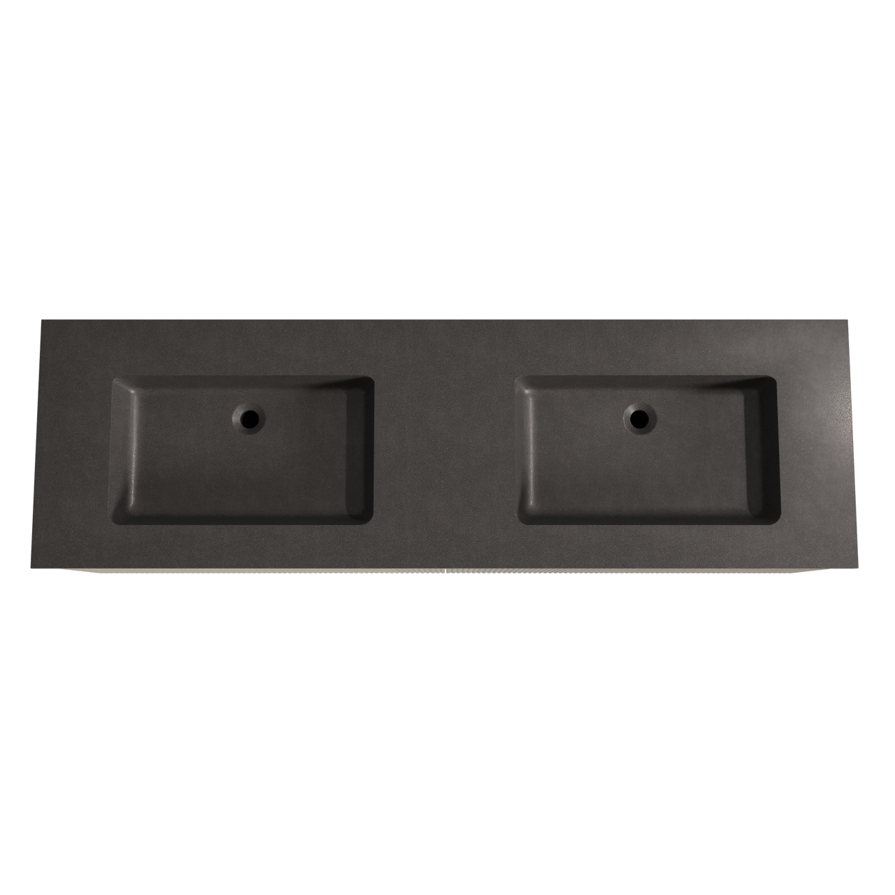 Storke Ribs zwevend badkamermeubel 170 x 52 cm ruwe eik met Scuro dubbele wastafel in kwarts mat zwart, Verticale symmetrische rechte ribbel